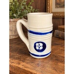 Vintage Williamsburg Pottery Salt Glazed Stoneware Tankard Mug Cobalt Blue
